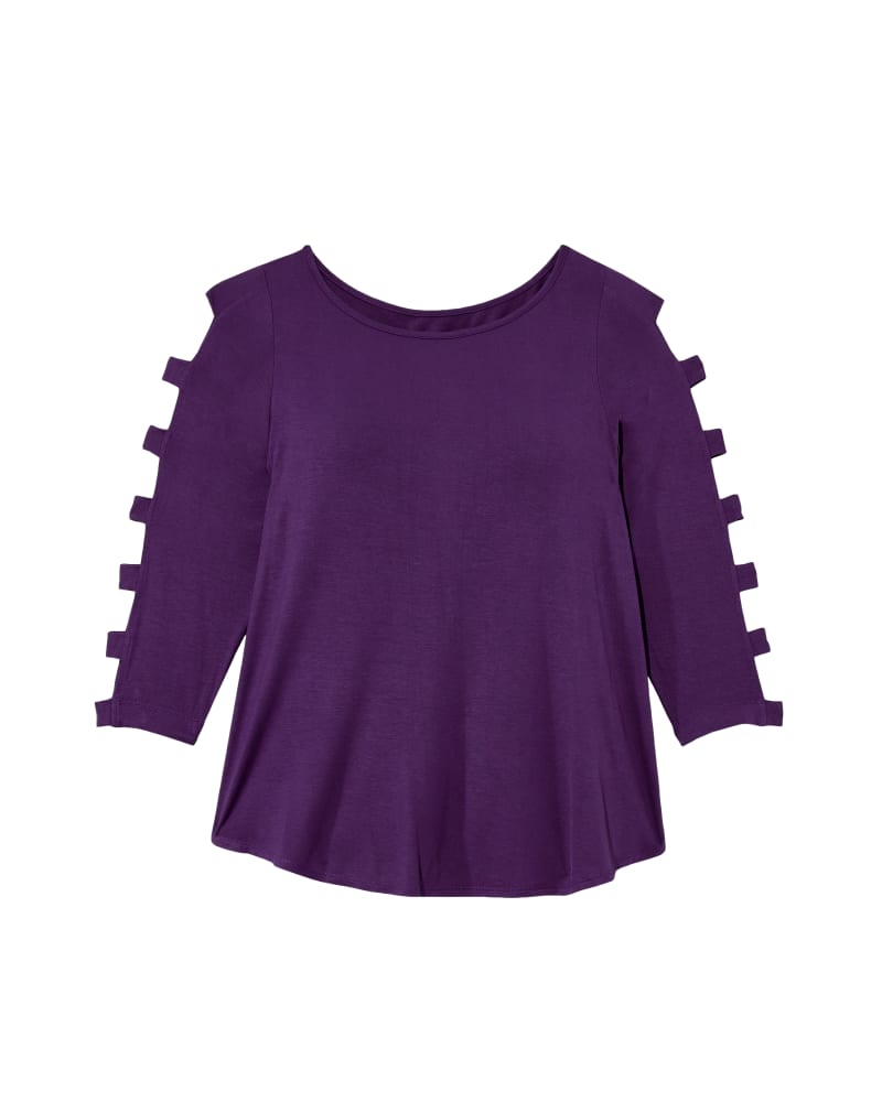 Front of plus size Brie 3/4 Cut-out Sleeve Tee by Meera Lane | Dia&Co | dia_product_style_image_id:119211